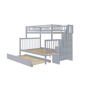 Letto a castello grigio con scaletta e letto estraibile, per bambini - Product Image 2