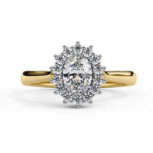 Anillos de diamantes, anillo de compromiso, oro sólido de 14K, diamante cultivado en laboratorio de 0.5 CT, corte ovalado y corte brillante redondo, colección de joyería de diamantes. - Product Image 3