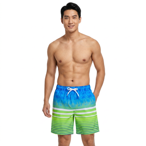 <b>Men's</b> Quick Dry Board <b>Shorts</b> With Print And Drawstring Waist Casual Swimwear <b>Green</b> Blue Patterned <b>Short</b> <b>Shorts</b> - Product Image 2