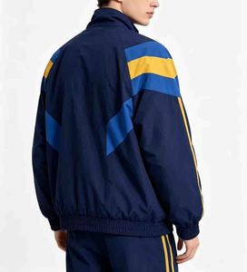 Men Color Blocking <b>Racer</b> <b>Jacket</b> With Yellow And Royal Blue Accents Zipper Closure Sporty Style Autumn Wear - Product Image 2