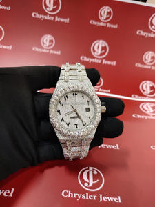 41mm en acier inoxydable de haute qualité Iced Out Moissanite Diamond VVS Clarity Diamond Studded Watch disponible au prix de gros - Product Image 6