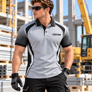 Polo de travail de sécurité pour hommes, personnalisable avec logo, manches courtes, uniforme respirant, séchage rapide, évacuation de l'humidité, professionnel - Product Image 3