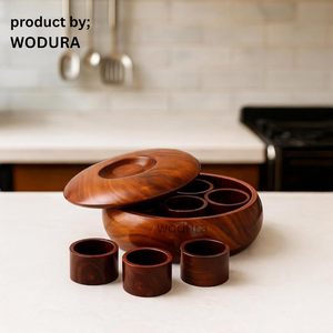 Wodura <b>Wooden</b> Spice Jar Set With Lid Polished Traditional Kitchen Storage Container 8 <b>Piece</b> Set - Product Image 2