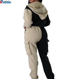 Conjunto Casual Personalizado para Mujer con Chaqueta Corta con Capucha en Bloques de Color a la Moda y Pantalones Cargo, Conjunto Deportivo para Correr - Product Image 3