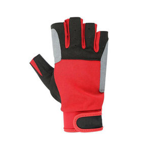 Gants de sport demi-doigts gris, rouge, noir en polyester unisexe pour sports nautiques toutes saisons, à enfiler, dernière collection, pour la voile sans doigts - Product Image 5