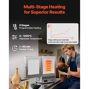 Forno Elettrico Digitale da 1650W con PLC, Temperatura Massima 1200°C per Componenti Centrali di Fusione a Cera Persa - Product Image 2