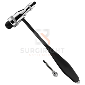 Marteau de réflexe neurologique Tromner avec brosse intégrée, manche HDP noir, outil de test de réponse cutanée superficielle, modèle Blush chirurgical CE - Product Image 5