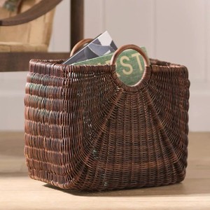Oval Open Rattan <b>Storage</b> <b>Basket</b> With Handles For Blanket <b>Toy</b> And Home Neatening Sundries Organization - Product Image 5