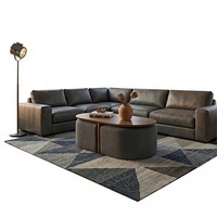 Ensemble de canapé sectionnel moderne en cuir avec table basse ovale, meubles de salon