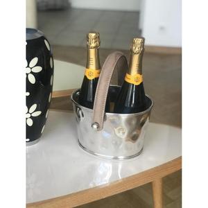 Mirror Polish Ice <b>Bucket</b> With Leather Handle 7 Litre Capacity Food Grade Beverage <b>Beer</b> Cooling Tub Easy Portable Modern Design - Product Image 2