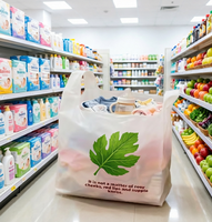 Sac à soufflets latéraux en plastique PE biodégradable et écologique, imprimé sur mesure, avec poignée longue, sérigraphie et gravure