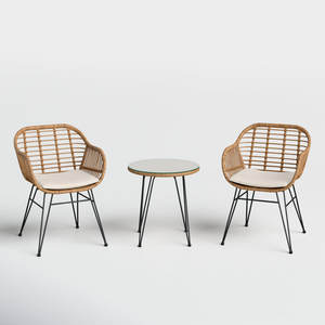 3-Piece Rattan Seating Group with <b>Cushions</b> Outdoor Patio Conversation Garden Set - Product Image 1