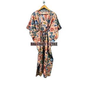 2023กิโมโนพิมพ์ลายโบฮีเมียนสำหรับผู้หญิง, เสื้อกิโมโนพิมพ์ลายบล็อกความยาวถึงพื้นเสื้อพิมพ์ลายโบฮีเมียนเสื้อสไตล์หวานขนาดฟรีไซส์สำหรับชายหาด - Product Image 1