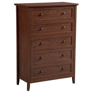 Cassettiera Marrone 1061 in Legno Massello di Ciliegio, Pannello Truciolare P2 + MDF Melaminico, 80x40x115cm, con Cornice, Doppi Maniglie, Cinque Cassetti - Product Image 3
