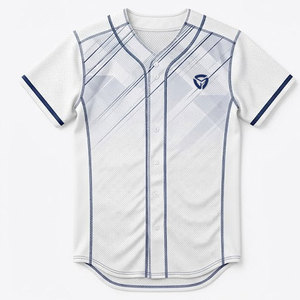 Maillot de baseball de haute qualité à manches courtes, uniforme d'équipe avec fermeture en tissu, design personnalisé pour le baseball et les matchs - Product Image 1