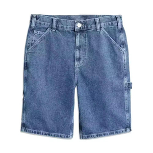 Shorts en jean délavé pour hommes, coupe ample, avec logo personnalisé, 100 % coton, décontractés, longueur genou - Product Image 1