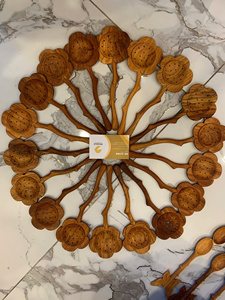 Wooden Spoon Round Shape Leaf Design <b>Cheap</b> Handmade Vietnam Direct Factory Wholesale Custom Label Wooden Spoon Craft - Product Image 3