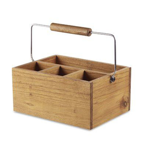 Decorative Wooden Storage <b>Caddy</b> Featuring Multiple Compartments for Flatware Placement - Product Image 2