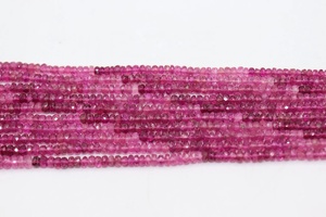 Rubellite-Cuentas redondas facetadas de turmalina rosa, tamaño de 3-4 MM, agujeros centrales, hebras de 16 pulgadas - Product Image 4