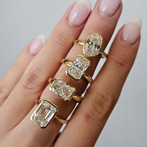 14k Yellow Gold Radiant Diamond <b>Ring</b> 2.52CT Lab Grown <b>Iced</b> Out Half Bezel Statement Engagement <b>Ring</b> Bold Modern Design - Product Image 5