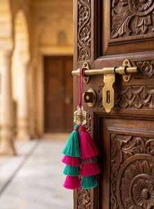 Colorful Tassel Fringe Decorative Hanging Ornament for <b>Car</b> <b>Mirror</b> 100% Polyester Multicolor Tassels with Beaded Top - Product Image 2