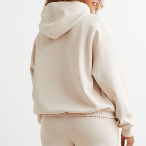 Sudadera con Capucha Extra Grande para Mujer, Color Sólido, Hombros Caídos, Manga Larga, Tejido de Algodón, Ropa de Otoño - Product Image 2