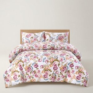 Juego de sábanas Eden y 2 fundas de almohada con estampado floral moderno, sábana plana de algodón de 150 hilos. - Product Image 1