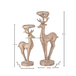 Bougeoir rustique en fer fait à la main, finition dorée de luxe, pour une ambiance chaleureuse à la maison, décoration de Noël pour la maison - Product Image 1