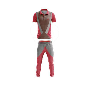 Unisex <b>Cricket</b> Jersey Set Printed Sublimated <b>White</b> Black Red Striped Breathable Polyester Full Sleeve Elastic Waist Pants Bulk - Product Image 2