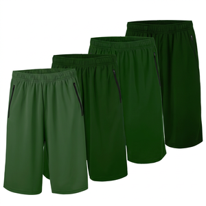 Shorts Bermuda pour hommes en polyester à séchage rapide avec poches, taille mi-haute élastique, couleur unie, style décontracté, gris, bleu, noir - Product Image 3