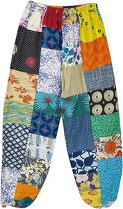 Pantalones Harem de Patchwork para Todas las Temporadas con Decoración Elástica, Pantalones Holgados de Verano para Festivales, Ropa para Mujer y Hombre, Pantalones de Verano al por Mayor con Bolsillos - Product Image 2