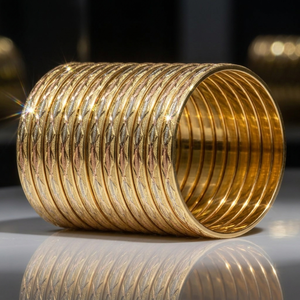 ORO-Z High Quality Elegant Three Tone Plated Interwoven Wave Pattern <b>Bangles</b> for Women Fashion Jewelry Accessory Party - Product Image 3