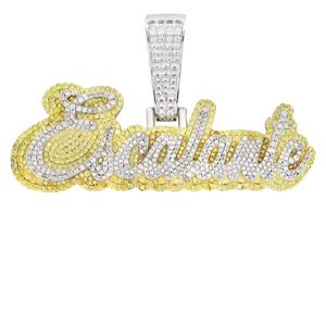 Moissanite Diamond Men Hip Hop Colgante Plata esterlina Dos tonos Hip Hop Colgante personalizado Precio bajo Top Jewelry Collection en India - Product Image 1