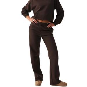 กางเกงวอร์มขายดีสำหรับผู้หญิง เอวสูง ขากว้าง สวมใส่สบาย ทรงหลวม กางเกงลำลอง รับทำโลโก้ ขายส่ง - Product Image 5