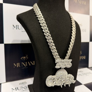 จี้ห้อยคอฮิปฮอปผู้ชายแบบกำหนดเองได้ พร้อมสร้อยคอประดับเพชรทรงกลมเจียระไนแบบเหลี่ยม D Color VVS เงินแท้ 925 ชุบเพชร รับรองโดย IGI - Product Image 4