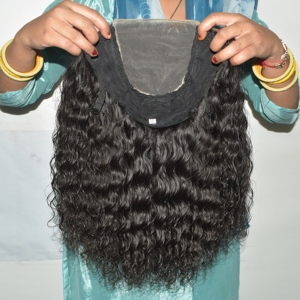 Perruque en cheveux humains indiens Remy noirs naturels ondulés, texture douce et fluide, volume complet, finition personnalisée, double trame faite à la machine - Product Image 4