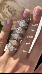Bague en argent sterling 925 avec diamant moissanite taille ovale, halo, pour fiançailles et mariage, pour femme, cadeau pour elle - Product Image 4