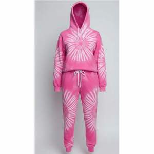 <b>Pink</b> Tie Dye Hooded Fleece Tracksuit Set Casual Loose Fit All Seasons Sportswear Two Piece <b>Long</b> <b>Sleeve</b> Sweatshirt Pants - Product Image 6