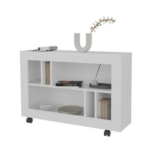 FM FURNITURE White Cowlic Console Table with <b>Open</b> <b>Storage</b> in Melamine - Product Image 4