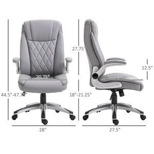 Sedia da Ufficio Direzionale Girevole in Ecopelle Grigia con Braccioli Regolabili per il Comfort del Home Office - Product Image 3