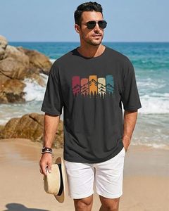 เสื้อยืดโอเวอร์ไซส์สำหรับผู้ชายเสื้อเชิ้ตระบายอากาศใส่สบายทรงหลวมแขนสั้นทันสมัย - Product Image 2