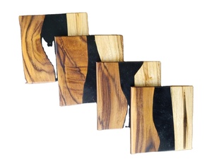 Royal Essence ชุดจานชามเรซินฝังด้วยมือและจานรองแก้วทำจากไม้ที่ทันสมัยสำหรับรับประทานอาหารสุดหรูของขวัญตามเทศกาล - Product Image 6