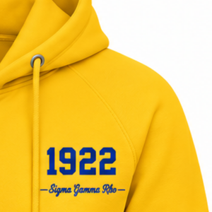 Sigma Gamma Rho Women's University <b>Half</b> <b>Zip</b> Hoodie Yellow Custom Greek Letter Pullover Casual Collegiate Sorority Fashion Street - Product Image 3