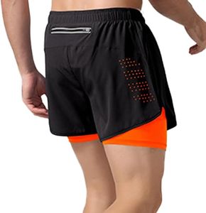 Custom Logo Men's Double <b>Layer</b> Printed Spandex/Cotton Sports Athletic Workout Running Gym Shorts Breathable Drawstring Closure - Product Image 2
