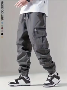 กางเกงคาร์โก้ผู้ชาย กางเกงขายาวบาง ใส่สบาย ระบายอากาศได้ดี ลำลองสำหรับกิจกรรมกลางแจ้ง ใส่ได้หลากหลาย วิ่ง ปั่นจักรยาน มีกระเป๋าหลายช่อง 4 ช่อง - Product Image 4