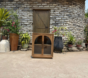 Mueble de Madera de Pino Vintage de Lujo con Puertas de Vidrio, Dos Puertas, Almacenamiento Duradero para Sala de Estar, Roble, Pino, Nogal. - Product Image 4