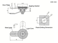 Serrure à came pour armoire électrique en alliage de zinc chromé, avec sécurité de grade 2 ANSI et 2 clés, pour achats en ligne