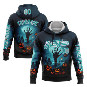 Sudadera con Capucha Personalizada de Halloween para Hombre, con Nombre y Número, Diseño de Fantasma y Calabaza, Estampado por Sublimación, Ropa Casual de Otoño, Corte Regular - Product Image 1