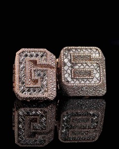 Anillo de Diamantes Estilo Hip Hop, Plata de Ley 925, Diseño Premium con Incrustaciones de Diamantes, para Accesorios de Moda Masculina y Fiestas - Product Image 1