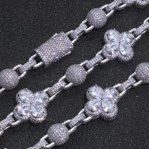 Collar de Lujo con Moissanita en Forma de Flor y Trébol, Cadena con Incrustaciones de Diamantes, Joyería de Moda para Mujer, Estilo Hip Hop, Ideas de Regalo - Product Image 3